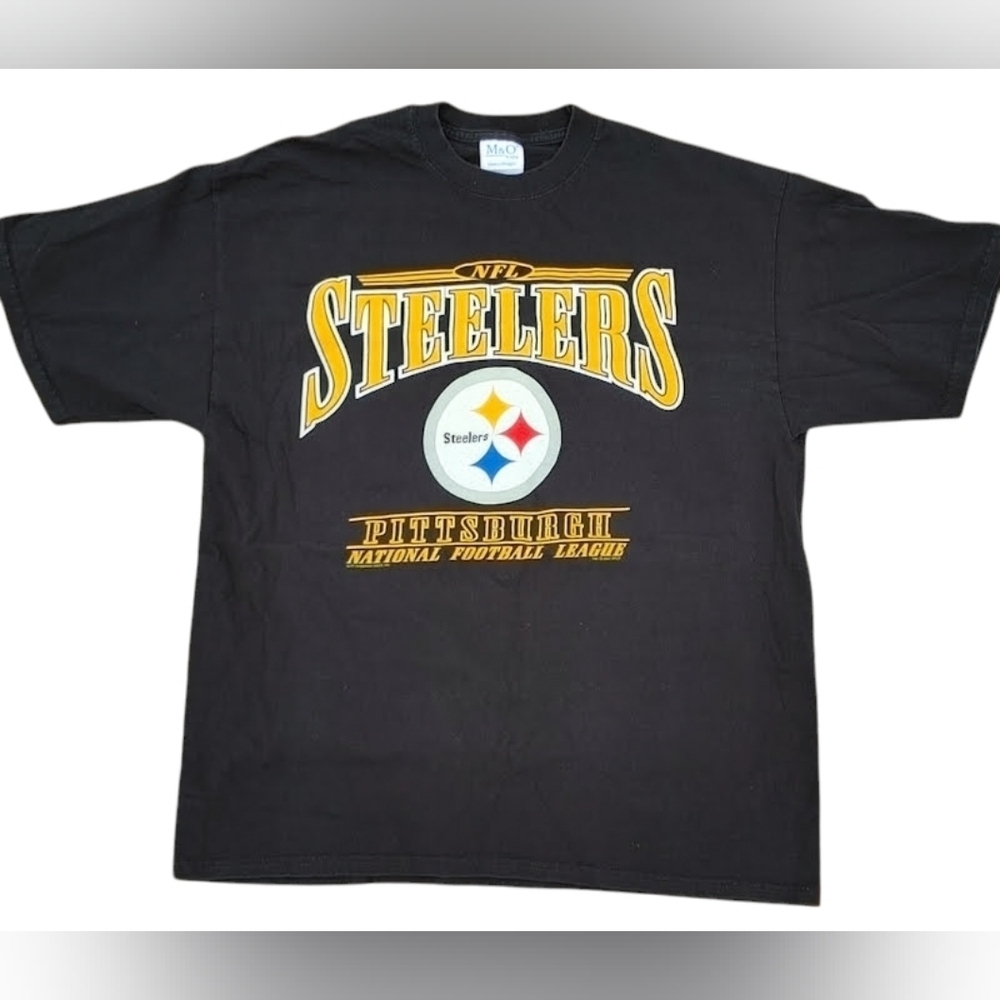 Vintage 2001 Pittsburgh Steelers NFL T-Shirt XL Y2K M&O Knits Graphic Tee